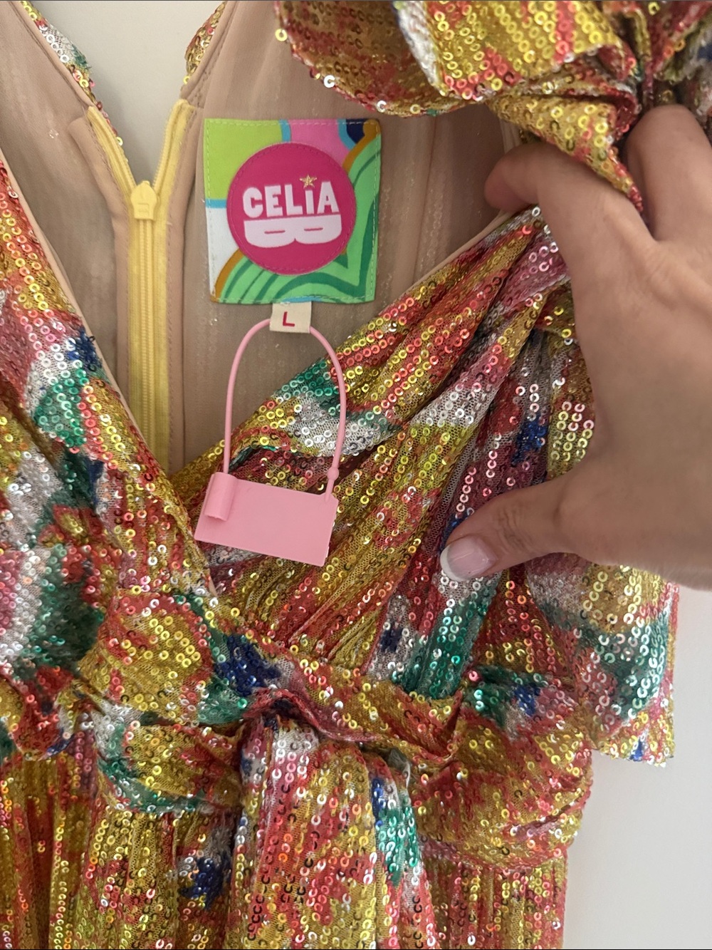 CeliaB Multicolor Floral Sequin High-Low Dress - Picture 3 of 6
